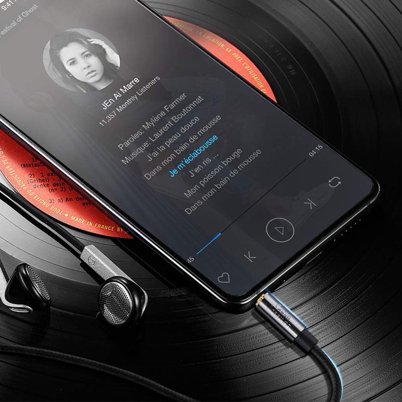 CableCreation Headphone Extension Cable 3FT/0.9M, 3.5mm TRRS Audio Stereo Cable, Right Angle Auxiliary HiFi Cable with Silver-Plating Copper, 24K Gold Plated (Microphone) for Car Stereos - Image 5